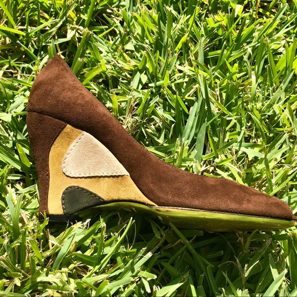 Emilio Pucci suede colorblock wedges - Picture 6 of 7